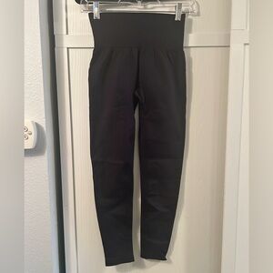 High Waisted Ruched Tummy Control Butt Lifting 7/8 Leggings-small Black New